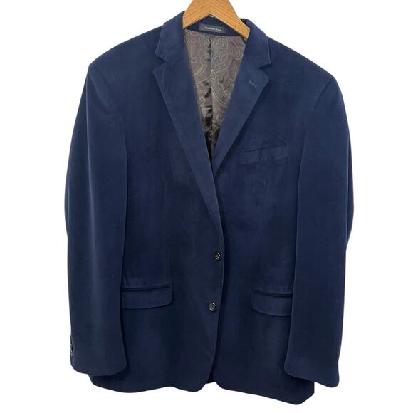 Lauren Ralph Lauren Blazer Jacket Men's 42L Navy Blue Velvet Preppy Old Money - Picture 1 of 8